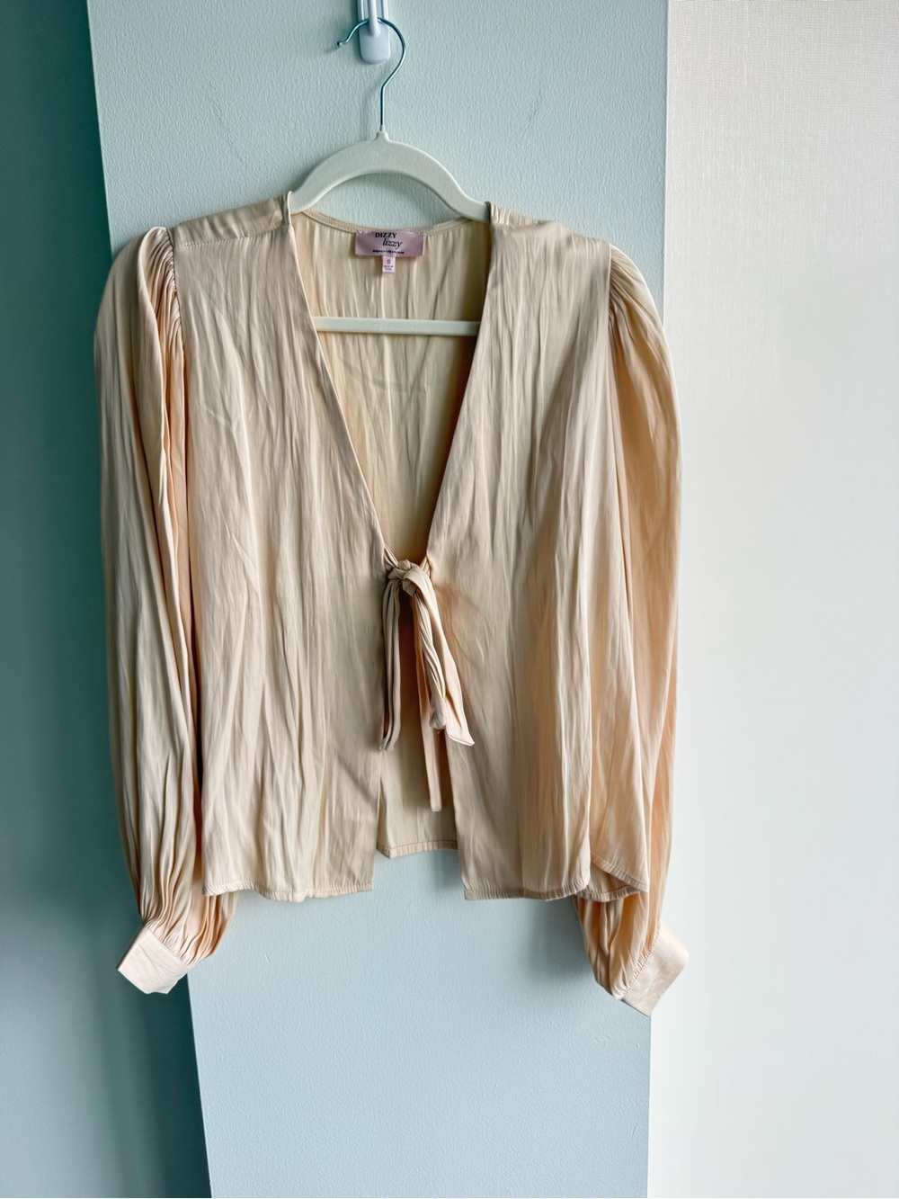 Soft Cream Tie-Front Blouse by Envy